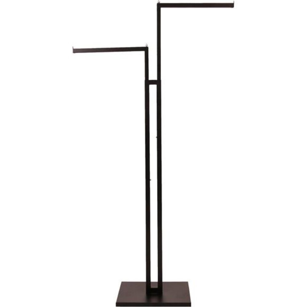 Black 2-Way Adjustable Clothing Rack with Straight Arms and Chrome Accents